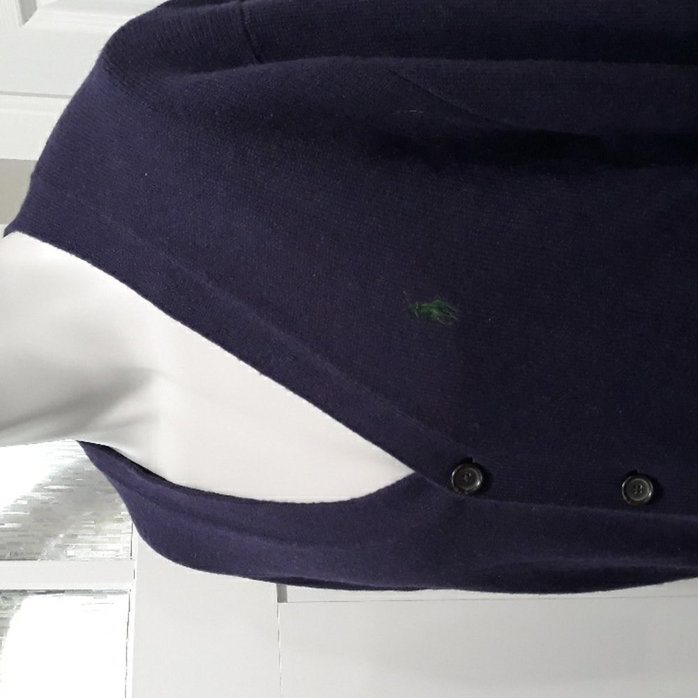 Polo by Ralph Lauren mens deep purple lambswool cardigan with pockets. XL